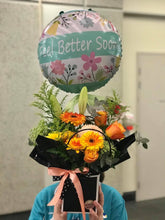 Load image into Gallery viewer, Feel better soon balloon &amp; fresh blooms